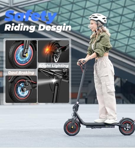 Electric Scooter for Adults, 23 Miles Range,Top Speed 22MPH E-Scooter, 500W Motor Electric Scooter with 10" Pneumatic Tires, 441Wh Battery Escooter, Light Control for Adult, App Support - Thumbnail 4
