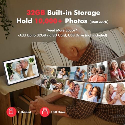Digital Picture Frame, 15.6 Inch Large Frameo Digital Photo Frame WiFi, 32GB, 1920 * 1080 IPS HD Touch Screen, Tabletop&Wall-Mounted, Share Picture Video, Birthday, Wedding, for Mom - Thumbnail 4