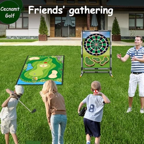 Cecnamt Golf Chipping Game - Battle Golf with Double-Sided Hitting Mat & Stand, Chip Sticky Practice Game for Adults & Kids, Indoor & Outdoor - Thumbnail 4