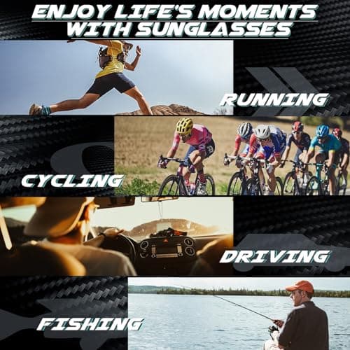 SUNGAIT Carbon Fiber Men’s Sports Polarized Sunglasses for Driving Fishing Running Gifts Eye Protection(Black/Grey(Green Case)) - Thumbnail 2