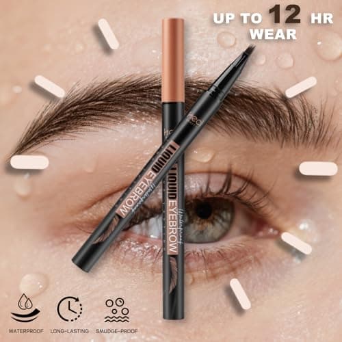 HECI BEAUTY Microblading Eyebrow Pen for Women, 0.1mm Ultra Brush-Tip Long-Lasting Liquid 4D Brow Pen, Natural Hair-Like Brow Pencil, Smudge-Proof & Sweatproof, For Beginners & Sensitive Skin, Brown - Thumbnail 6