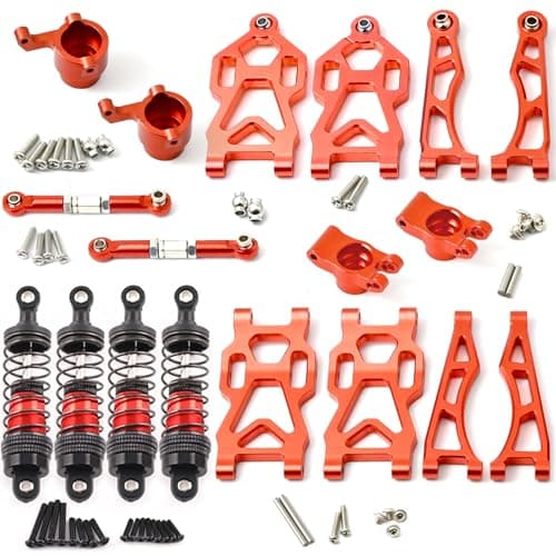 RC 1/16 Front and Rear Arm Upgrade Parts 8 Sets Shock Absorber Steering Block Rear Axle hub Aluminium Replacement Metal Suspension Accessories for SCY 16101 16102 JJRC Q130A Q141 Q117 RC Car