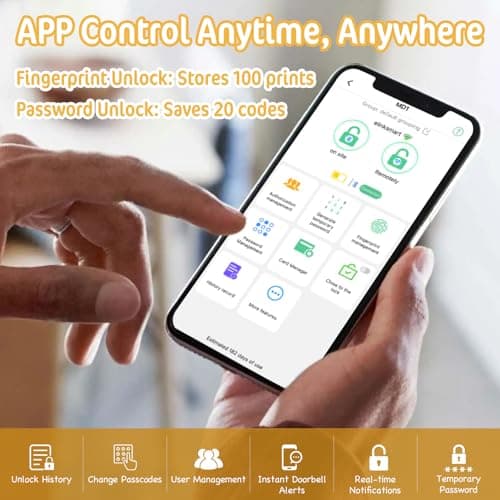 Bestkid Keyless Entry Door Lock with Child Safety Mode, Fingerprint Smart Deadbolt Baby Proof Lock for Front Door Bedroom, Bluetooth App & Built-in WiFi Remote Control, RFID Card, Pin Code, Auto-Lock - Thumbnail 6