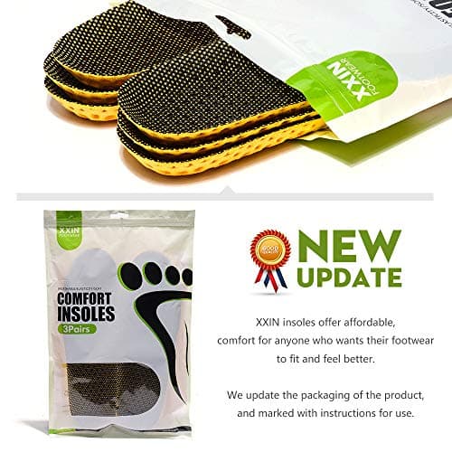 XINIFOOT 3 Pairs Comfortable Breathable Insoles - Comfort Cushioned for Running Walking Hiking, Replacement Comfort Inserts Shoes Pad for Men (US8-11) - Thumbnail 2