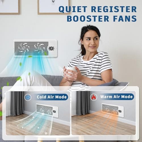 TMYICE Register Booster Fan for 4" x 12" Register Holes, Smart AC Vent Booster Fans Improves Heating & Cooling with Remote and Thermostat Control,10-Speed Quiet Vents Fan for Floor Ceiling - Thumbnail 3