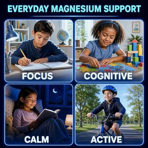 Magnesium Glycinate Gummies 500mg, Sugar-Free for Adults & Kids, Magnesium Gummies for Sleep, Stress & Muscle Relief, Supports Bone & Nerve Health, Vegan, Pectin-Based, 60 Count, Blueberry Flavor - Thumbnail 3
