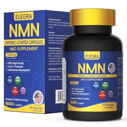 4-in-1 NMN Supplement 1000mg Complex with PQQ & Resveratrol - Enteric Coated - 99% Pure NMN for NAD+ Supplement with Black Pepper, Third-Party Lab Tested for Purity & Potency, 60 Count (30-Day Supply) - Image 1