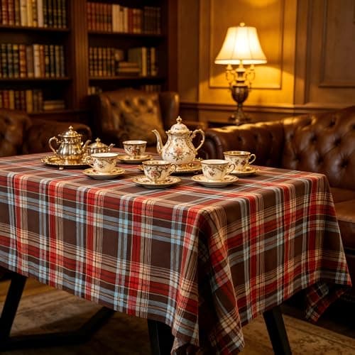 UWWGKK 55x102 Inch Plaid Tablecloth Rectangle Woven Checkered Table Cover