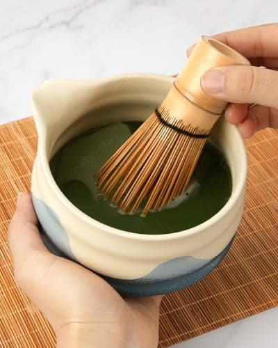 Joiish Matcha Whisk Set, 5 Pieces Ocean-Inspired Matcha Kit, Ceramic Bowl with Spout, Chasen Holder, Bamboo Whisk & Scoop and Stainless Steel Sifter, Premium Macha Tea Gift - Thumbnail 4