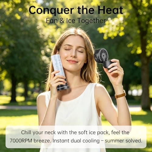 DUOMIY 2-in-1 Handheld Fan & Ice Therapy Cup, 7000 RPM Cooling Fan with Long-Lasting Cold Retention, Personal Fan & Reusable Cold Compress for Sports Recovery & Heat Relief, Mexico Theme - Thumbnail 2