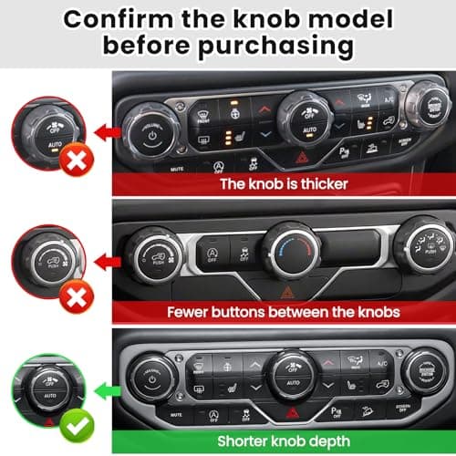 DIAMOOKY 8PCS Metal Button Knob Cover for Jeep Wrangler JL JLU 2018-2025 2026 & Gladiator JT Accessories Window Switch Button Cover Volume Radio Air Conditioner Headlight Switch Knob Cover (Thin Red) - Thumbnail 2