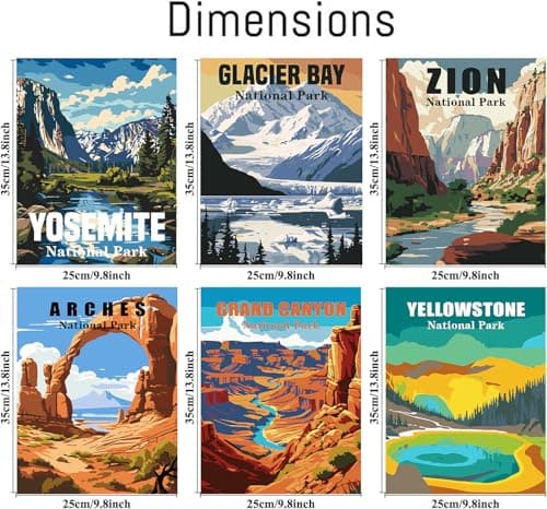 igoodom 6 Pack Paint by Numbers for Adults, 25x35cm DIY Acrylic Canvas Painting Kit, National Park Paint by Number Set for Beginners & Home Wall Decor - Thumbnail 5