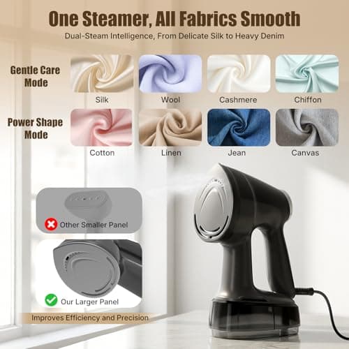 Vacuum Steamer for Clothes Handheld: 2500–3600Pa Adjustable Suction, No Leak & Stable Steam, Steaming & Ironing Portable Travel Garment Steamer, 400ml Tank, 4 Modes, 15s Heat-Up, 110-120V - Thumbnail 4