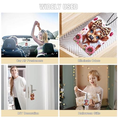 Car Air Fresheners Highland Cow Gifts Ornament for her 8 Pack, Cute Cow Hanging Car Accessories Interior for Women Wife Girls Lover Home Decorations Gift Birthday Party Valentines Day Gifts - Thumbnail 5