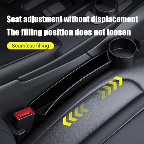 2 Pack Dual Car Seat Gap Filler with Cup Holder, Car Gap Plug Seat Fillers with Black-Carbon Fiber Texture for Cars SUV Trucks, Console Side Gap Organizer Storage, Fit for 1'' Seat Console Gap - Thumbnail 6