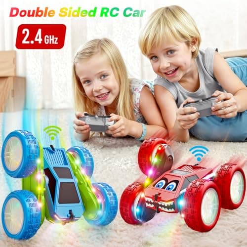 WayEee Remote Control Car, 360° Flips RC Stunt Car with LED Lights Strips, Type-C Charge Modular Battery, 2.4 GHZ Double Sided High Speed RC Cars for Boys Age 8-12 Girls 3+ Kids Toys Birthday Gifts - Thumbnail 4