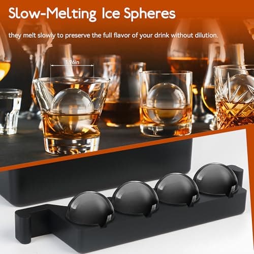 Clear Ice Ball Maker Mold 2 Inch Round Silicone Ice Molds 8 Large Ice Cubes Mold-Easy-to-Remove, Gift for Men Dad Boyfriend Who Have Everything - Thumbnail 2