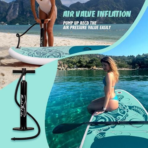 FEATH-R-LITE Inflatable Paddle Board Stand Up Paddleboards for Adults SUP with Complete Premium Accessories Pump, Adjustable Paddle, Leash, Three Fins, Waterproof Phone Bag, Repair Kit, Backpack - Thumbnail 5