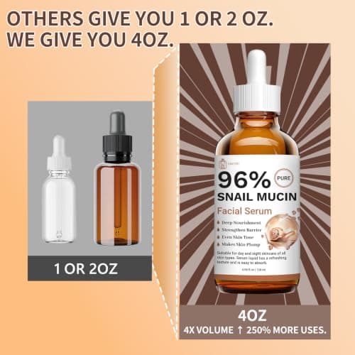 ABOTE Snail Mucin Face Serum 120ml with Pure 96% Snail Secretion Filtrate, Deep Hydration, Refreshing Skincare for All Skin Types (4.06 fl.oz) Travel Pack Size - Thumbnail 6