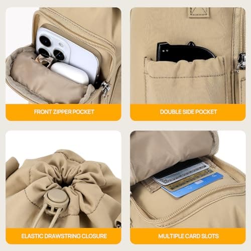 Telena Water Bottle Holder with Strap 40 oz Crossbody Water Bottle Bags for Women Men Walking, Running Khaki - Thumbnail 6