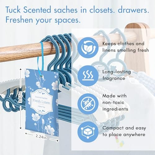 SCENTORINI Scented Sachets for Drawers and Closets, Fresh Linen Scent 14 Pack, Sachets Bags, Closet Freshener Sachet for Wardrobe, Cupboard, Luggage, Handbag, Suitcases, Small Space - Thumbnail 2
