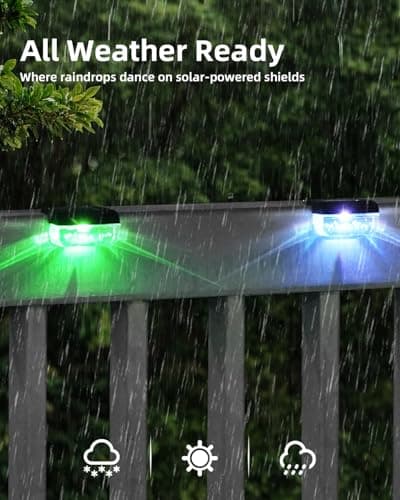 Herzila 12 Pack Solar Deck Lights, RGB Color Changing Christmas Solar Fence Lights, Waterproof Step Lights for Outside, Step, Fence, Deck, Stair, Pool and Yard - Thumbnail 4