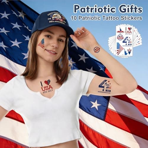 Bokauo 250 Anniversary USA Hat for Men Women,Printed Adjustable Baseball Cap,250th Years Gift Merchandise for Husband,Veteran (Navy Blue) - Thumbnail 4