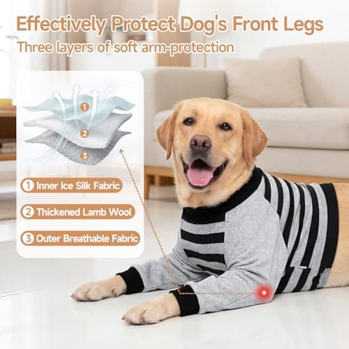 XPUDAC 2 Pack Dog Surgery Recovery Suit for Front Legs, Dog Leg Sleeve to Stop Licking, 3-Layer Thickened After Surgery Elbow Protector Wound Care Shirt Dogs Cone Alternative for Leg Injuries, 5XL - Thumbnail 3
