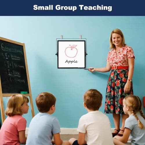 TSJ OFFICE Small White Board - 12 X 12 Inches Small Magnetic Dry Erase Board with Hooks for Wall, Desktop Whiteboard Stand 360 Degrees Revolving Double Sided for Office, Home, School, Black - Thumbnail 6
