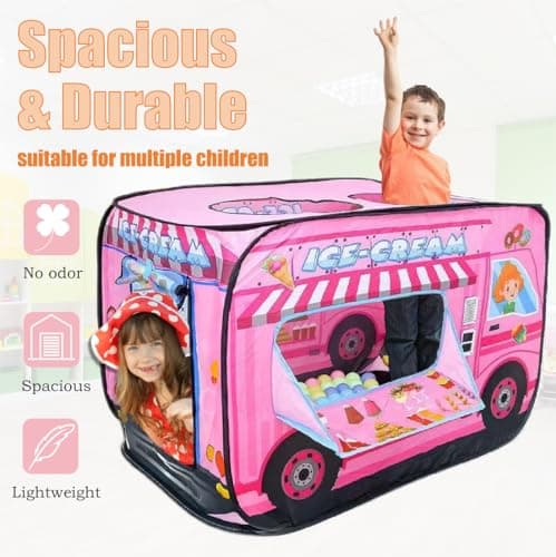 Pop Up Tent for Kids.Ice Cream Truck Play Tent.Large, Easy to Organize Icecream Shop for Kids.Ice Cream Cart for Kids.Birthday Gift for Girls & Boys.Can Be Played with by 2-3 Kids - Thumbnail 5