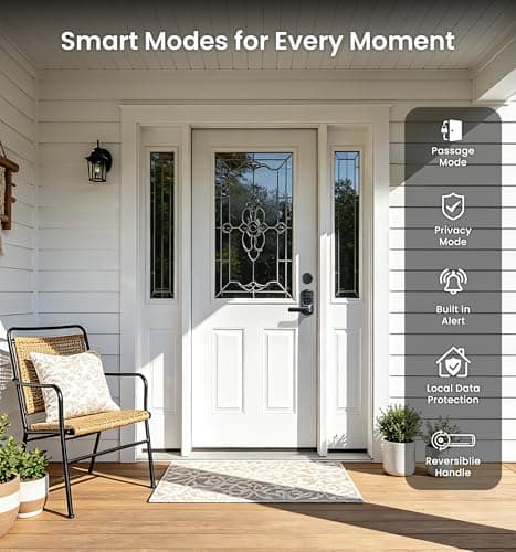 Veise VE029-E Wi-Fi Smart Lever Lock with Unkeyed Deadbolt Set, Fingerprint & APP Remote Control, Keyless Entry Door Lock for Front Door, Keypad Electronic Digital Knob, Double Locking, Matte Black - Thumbnail 6