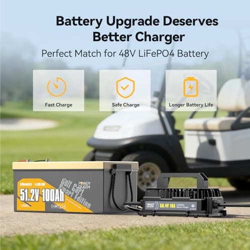 Power Queen 48V (58.4V) 18A LiFePO4 Battery Charger IP65 Waterproof Dustproof for 48V Lithium Battery, Smart Fast Charging Lithium Battery Charger for 48V Golf Cart, Boat and Home - Thumbnail 2