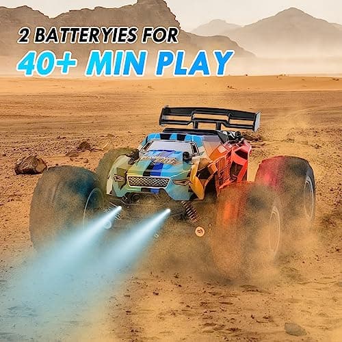 HENEROAR Remote Control Car, Remote Control Truck, 2.4Ghz All Terrain Off-Road Monster Truck, 20 KM/H Rc Cars with LED Bodylight and 2 Rechargeable Batteries Toys for Boys - Thumbnail 6