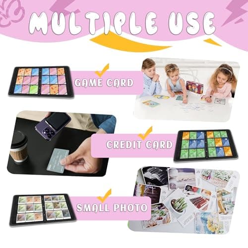 Trading Card Binder 9 Pocket,Card Binder 900 Pockets,Card Book Holder Cards with 50 Removable Sleeves,3-Ring Zip Design MTG/TCG/Sport Collectible Trading Card Albums Gifts for Boys and Girls (Pink) - Thumbnail 6