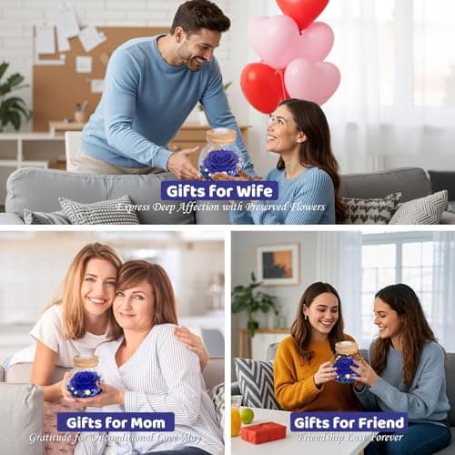 Gifts for Women Mom Birthday Gift Preserved Rose Eternal Forever Flower in Glass Wishing Bottle with LED Light Flowers for Delivery Prime for Grandma Mother Wife Sister Her Girlfriend Valentine Day - Thumbnail 6