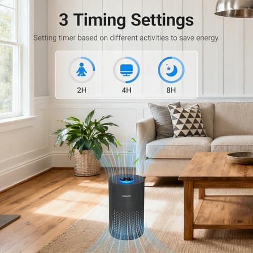 Air Purifiers for Bedroom Home, Cobectal Air Cleaner with H14 True HEPA 3-in-1 Filter for Room up to 1050 ft², Sleep Mode & Aroma Function, Portable Air Purifiers for Office, Dorm, RVs, Black - Thumbnail 5