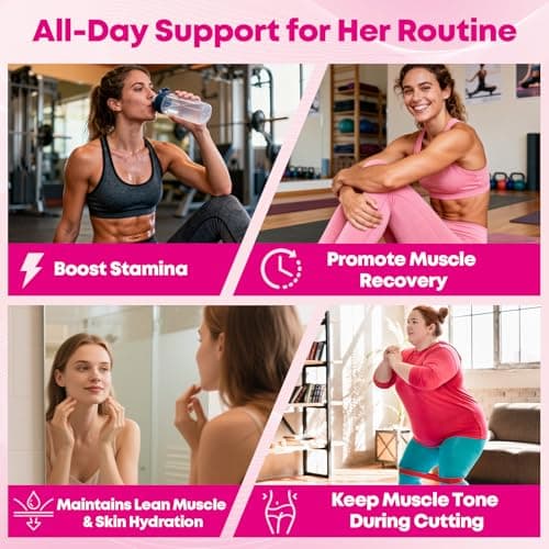 Women‘s Creatine Powder Travel Packets: Creatine Monohydrate Collagen Packs for Pre Workout Muscle Growth & Recovery Skin Elasticity Energy Metabolism with Inositol Beet Root Raspberry Flavor 30 Packs - Thumbnail 6