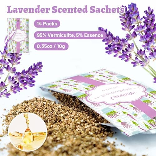 STRN Scented Sachets for Drawer and Closet, Lavender Scented Long-Lasting Sachets, 14 Packs for Home Fragrance, Small Space Air Freshener for Wardrobes - Thumbnail 2