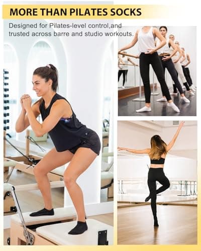 Aoliks Pilates Socks Yoga Socks with Grips for Women, Grip Athletic Socks for Pure Barre Ballet Dance Workout Hospital - Thumbnail 3