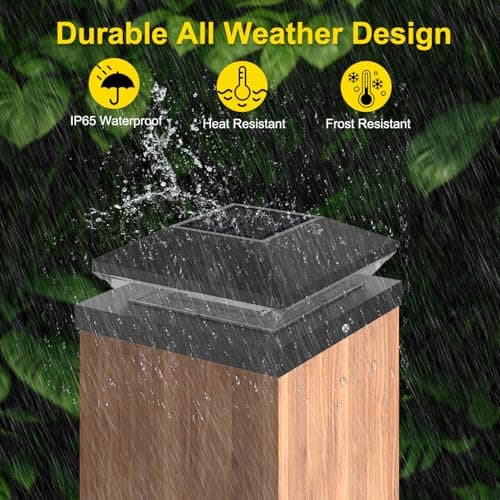 T-SUN Solar Post Cap Lights Outdoor 6 Pack, 2 Modes LED Fence Post Solar Lights Fit for 4x4 5x5 6x6 Vinyl/Wooden Posts, Waterproof Deck Post Lights Solar Powered for Garden Patio Gate Porch - Thumbnail 6