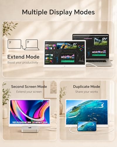 KTC Portable Monitor 15.6 Inch, FHD 1080P Travel Laptop Monitor Extender with USB-C HDMI, Ultra-Slim IPS HDR Display with Cover&Speakers, Second Screen for Laptop Computer Phone Xbox Mac Switch, H15F8 - Thumbnail 3