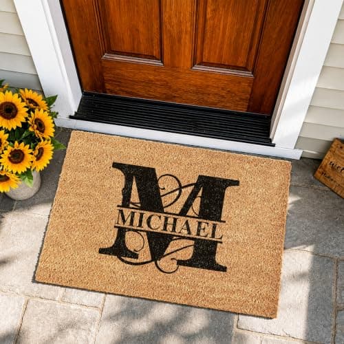 Fincekoom Personalized Natural Coco Coir Door Mat with Heavy Duty Backing Custom Non-Slip Front Door Welcome Mats for Outside Entrance or Porch Entry Housewarming Gift for Home Decor - Thumbnail 2