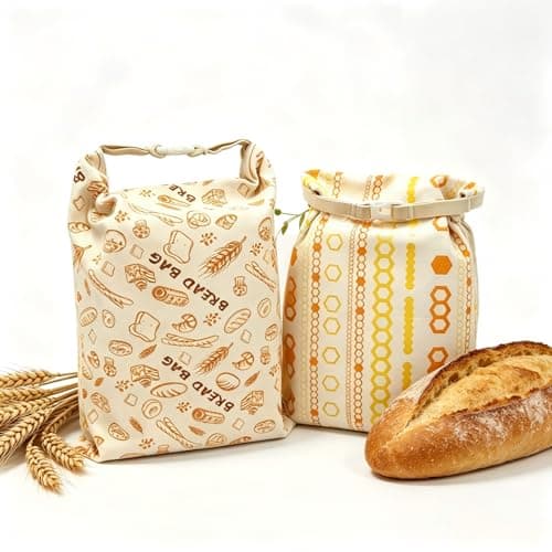 2 Pack Extra Large Beeswax Bread Bags for Sourdough & Homemade Bread, 17"x13" Reusable All Natural Beeswax Linen Bag with Sealing Zipper, Moisture Lock Keeps Fresh Longer, Food Grade & Freezer Safe - Image 1