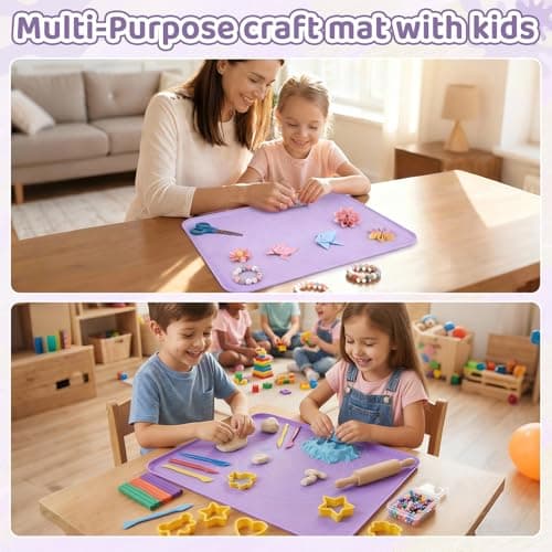Extra Large Silicone Painting Mat for Crafts, 24”x 19” Waterproof Art Mat with Raised Sides, for Paint, Clay Playdough, & Jewelry-Making (Purple) - Thumbnail 6