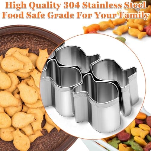 SurgeHai Goldfish Cracker Cutters 2 PCS, Mini Cookie Cutters 304 Stainless Steel Food Safe Grade, Single-Row Goldfish Cutters Designed, Come with Cleaning Brush, Easy To Clean (2) - Thumbnail 2
