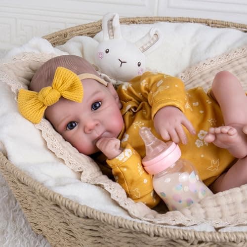 Milidool Lifelike Reborn Baby Dolls - 20 Inch Newborn Baby Doll Girl with Soft Weighted Body, Cute Soft Poseable Realistic Real Life Baby Dolls with Complete Accessories for 3+ Years Old Gifts - Thumbnail 4