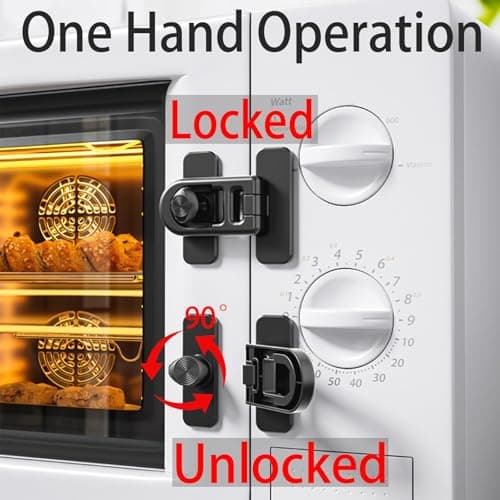 Bstsilver 2-PACK Refrigerator Lock Childproof Baby Proofing for Cabinet Door Corner Drawer Freezer RV Oven Cupboard Closet Kitchen, Fridge Latches for Cat Dog Toddler, Upgraded Adhesive Easy Install - Thumbnail 3