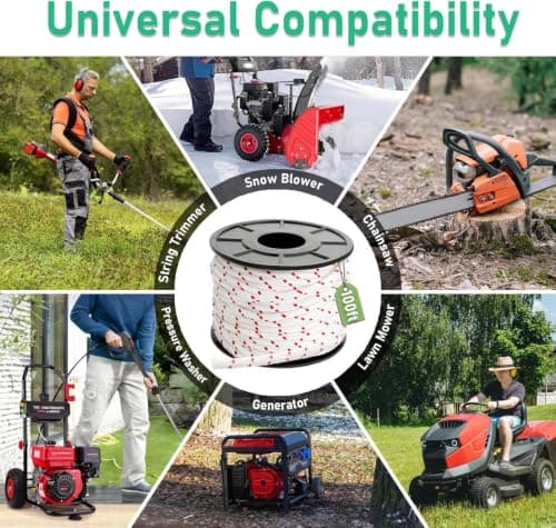 Alrhipvm Pull Cord Rope 100ft x 13/64"(5mm), Recoil Starter Rope Pull String for Small Engine, Pull Rope for Lawn Mower Generator Chainsaw Trimmer Edger Brush Cutter - Thumbnail 6