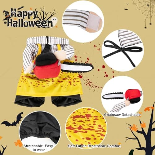 NACOCO Halloween Dog Chainsaw Costume - Pet Cosplay Clothes Cat Special Outfit Apparel Adjustable Puppy Party for Small Medium and Large Dogs(Yellow Chainsaw, L) - Thumbnail 3