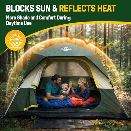 Tent 4 Person Tents for Camping - Instant Cabin Tent Setup in 50 Seconds with Rainfly & Windproof, Portable Pop Up Tents with Carry Bag for Family Outdoor Camping & Hiking - Thumbnail 6